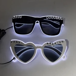 LED Just Married Glasses Wedding Party Bridal Shower Bride To Be Gift Wedding Decorations For Ceremony Light Married Sunglasses