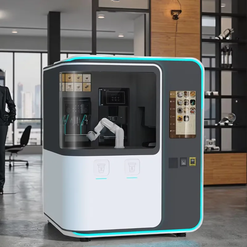 Smart Dual Arm Robotic Barista Outdoor Coffee Kiosk Factory Direct Commercial Ice Cream Coffee Maker Custom