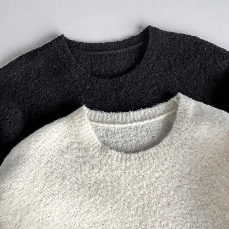 Alpaca Wool Blend, Round Neck Loose Sweater, Woolen Blend, Elastic and Soft, Warm, Autumn and Winter, 2024