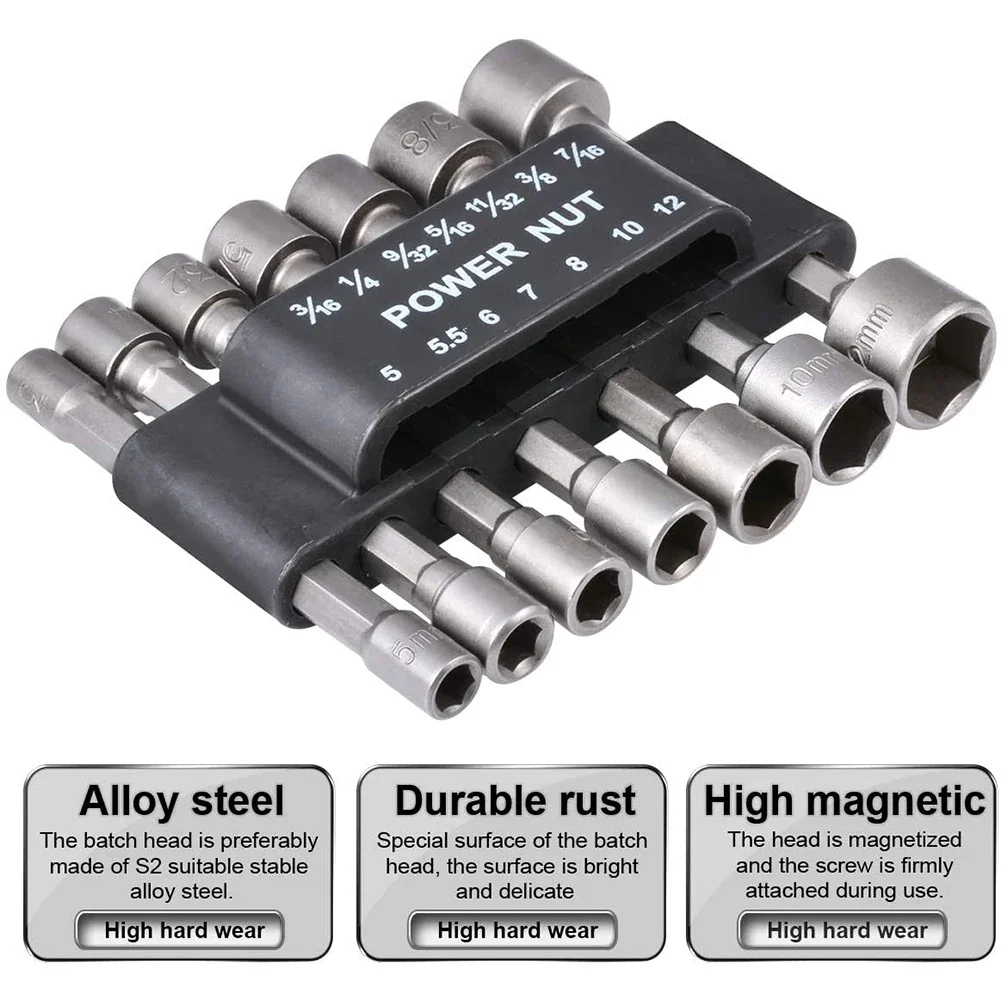 Hex Chave de Fenda Grupo Manga Bicos Nut Driver Bits Sets Ferramentas Soquete Chave Mm13 mm Pcs Set