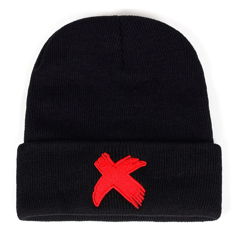 2025 جديد بسيط الإبداعية محبوك قبعة X المطرزة الهيب هوب قبعة في الهواء الطلق اليومية ركاب الديكور قبعة الفول للجنسين قبعة بلا حدود