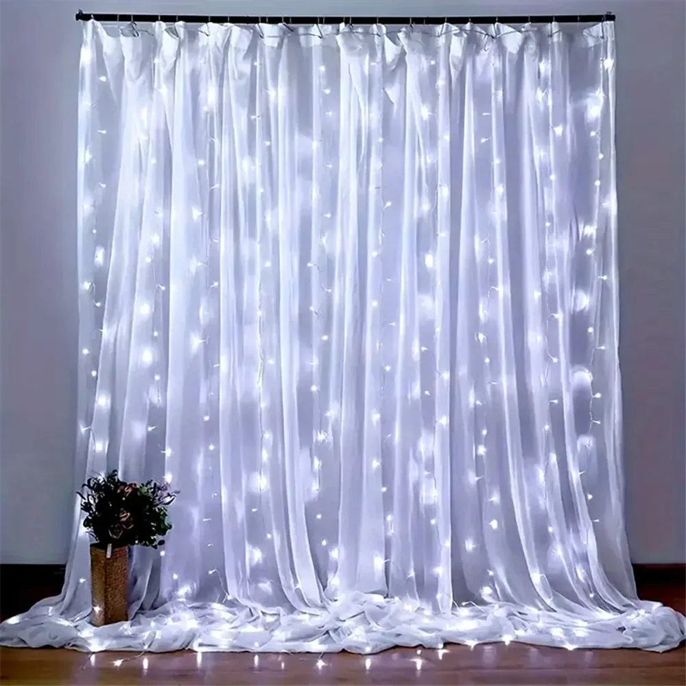 1pc 6x3/3x3/3x2/3x1m USB LED Curtain String Lights Bedroom Christmas Garland Fairy Lamp Wedding Party Home Decoration Lighting