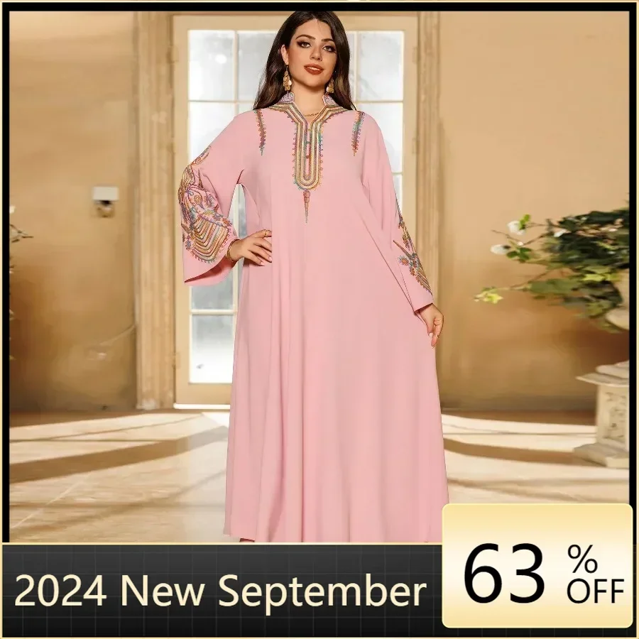 Abayas for Women Dubai 2024 Autumn African Long Sleeve V-neck Kaftan Party Evening Long Maxi Dress Muslim Dress Women Outfits