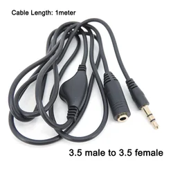 3.5mm kabel przedłużający Adapter z gniazda męskiego na żeńskie AUX z Audio Stereo z regulacją głośności przewód słuchawek słuchawkowego