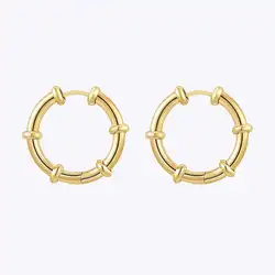 Enfashion Aretes Steel Bead Hoop Earrings For Women's 18K Plated Gold Stainless Steel Fashion Dainty Jewelry Dating E1572 E1573
