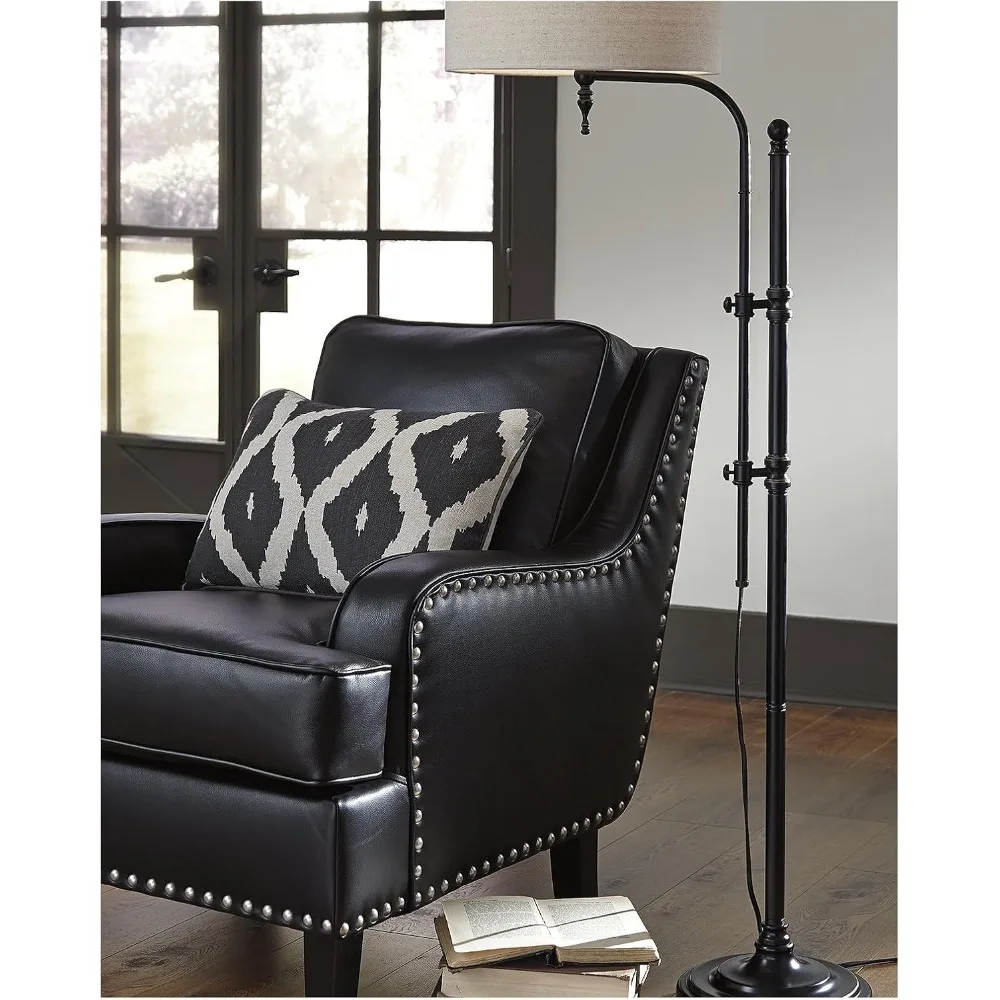 Candeeiro de pé casual Ashley Anemoon de metal com braço ajustável, preto, 64,63 polegadas