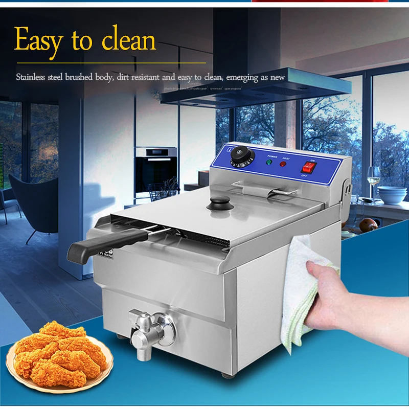

13L Deep Fryer Commercial Stainless Steel Electric Fryer French Fries Machine Desktop Electric Fryer Fried Chicken Legs