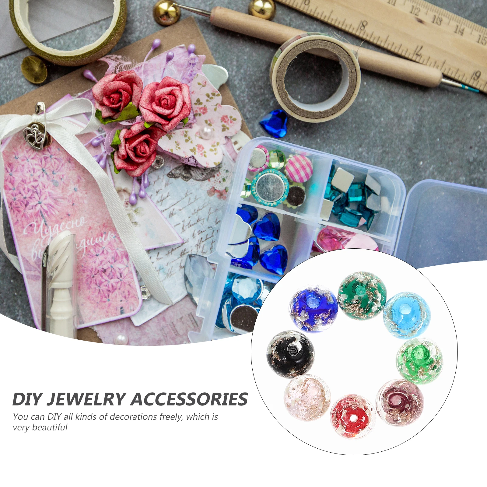 

80Pcs Round Glass Beads DIY Jewelry Making Supplies Loose Beads for Bracelets Necklaces Craft Accessories