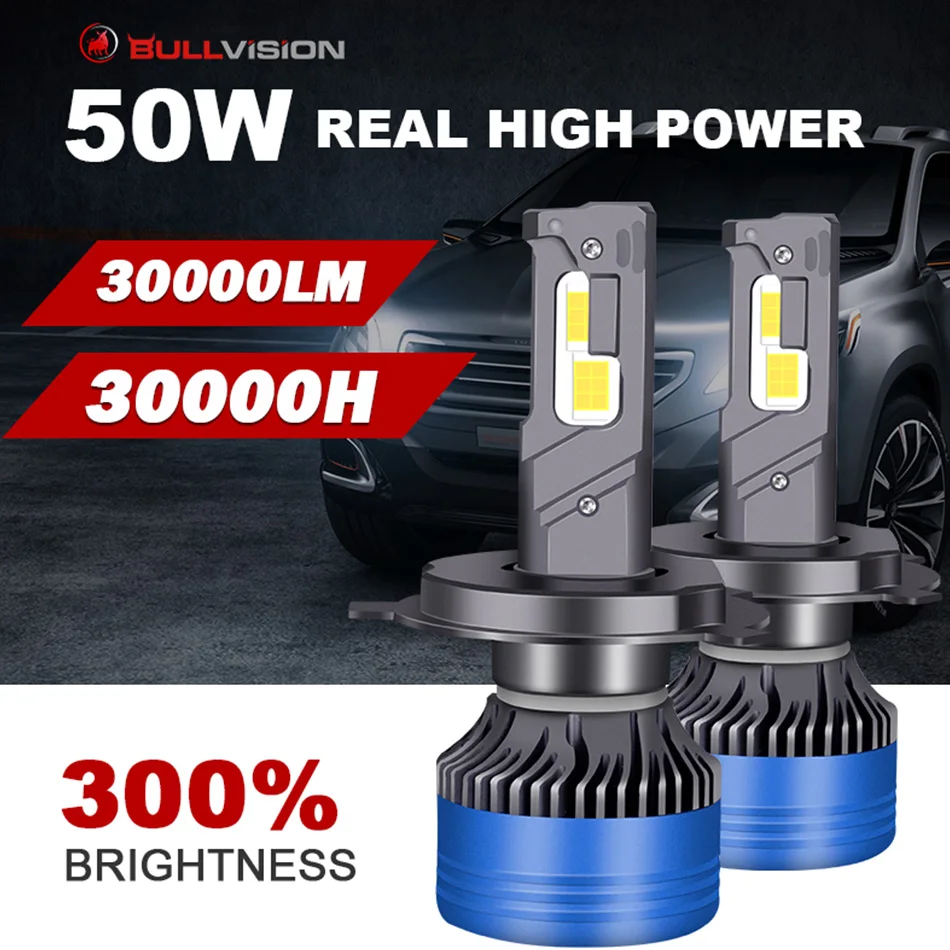 

Bullvision H7 LED Headlight 30000/Lm H1 H4 Bulbs High Low Beam Hb4 Lamps 4300K/6000K H11 led Hb3 9005 9006 Fog Lights for lenses