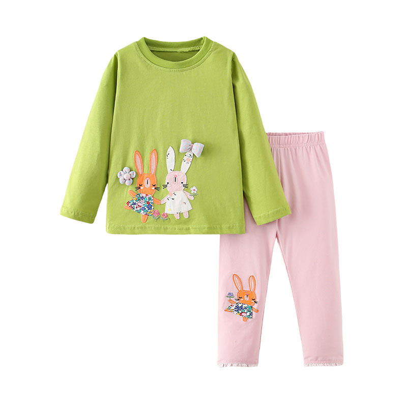 Jumping Meters 2-7T Long Sleeve Girls Clothing Sets Kids Suits 2 Pcs Tops + Leggings Baby Costume Autumn Kids Outfits