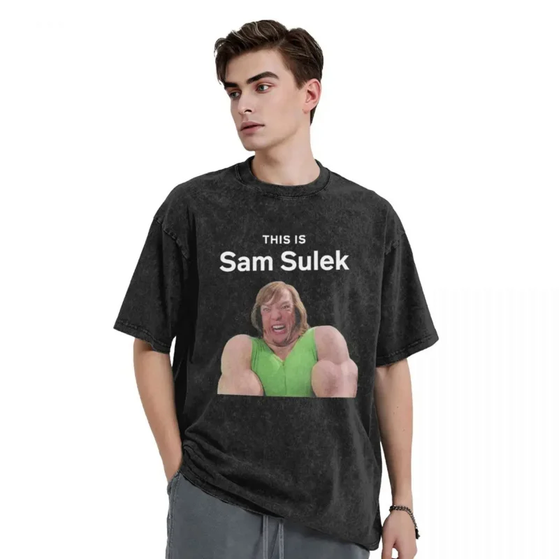 This Is Sam Sulek T Shirts Hip Hop Washed 100% Cotton Oversize T-Shirt Retro Men Women Tops Streetwear Graphic Printed Tee Shirt