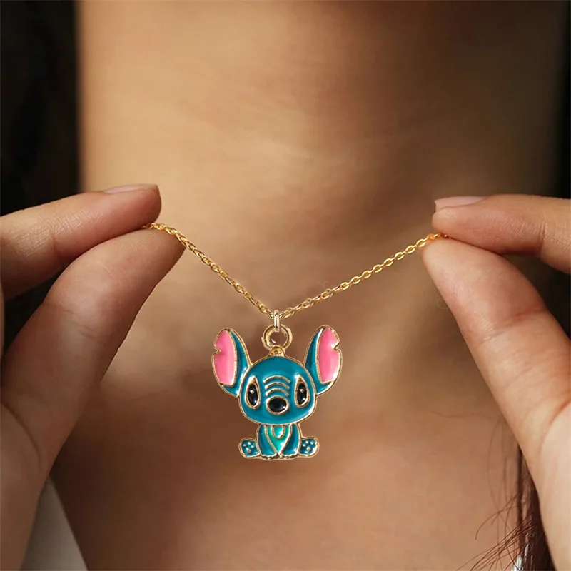 

Hot Disney Lilo & Stitch Necklace Metal Figure Stitch Pendant Jewelry Neck Chain Ornament Jewelry Handmade Toys Birthday Gifts