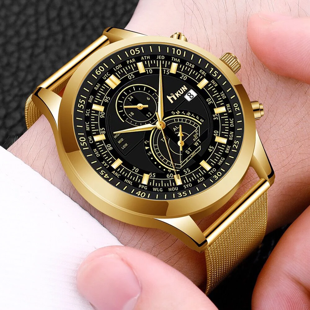 Fashionable and Personalized Men's Business Network Belt Versatile Quartz Watch