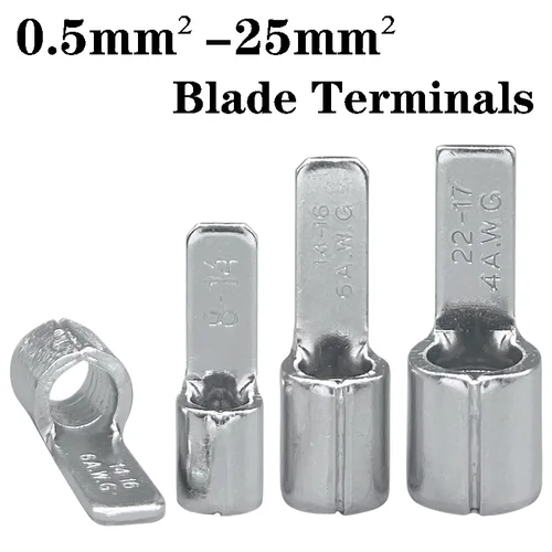 50/100 Uds terminales de hoja de cobre puro DBN1.25/2/5.5/8/14/22-10/14/16/17 terminales de engarzado no aislados conector de cable eléctrico