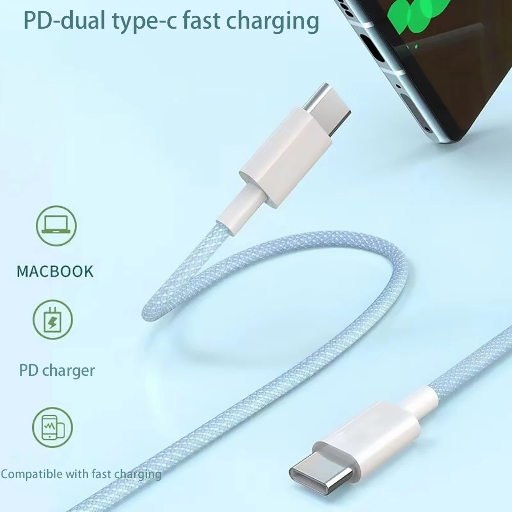 

MVQF Dual type C charging cable PD60W fast charging suitable for iPhone 15 huawei xiaomi mobile phones C TO C Braided data cable