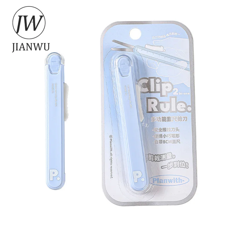 JIANWU Multifunzionale Due-in-one Forbici Righello Utilità Coltello Ufficiale Materiale Utensile da Taglio Creativo Studente Forniture di Cancelleria