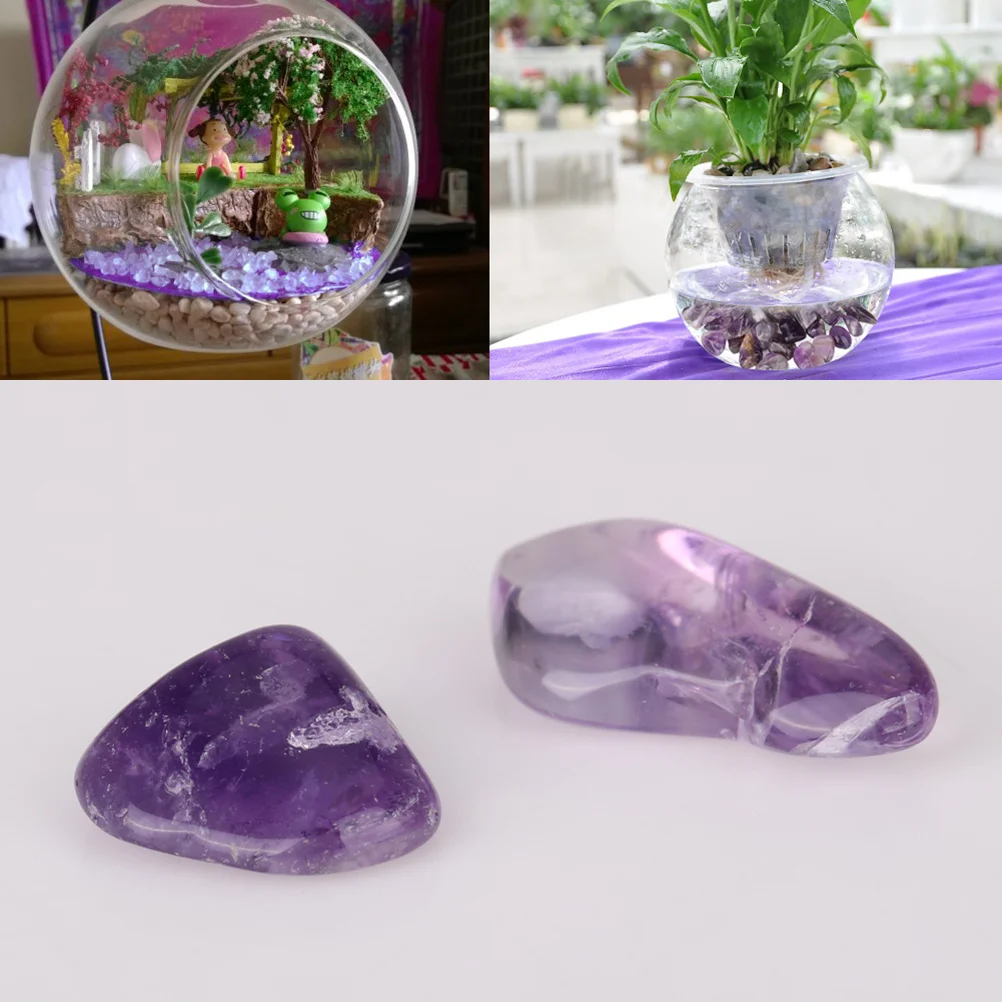 

4 Pcs Amethyst Gravel Garden Pebbles Fish Tank Purple Crystal Rocks for Aquarium Stone