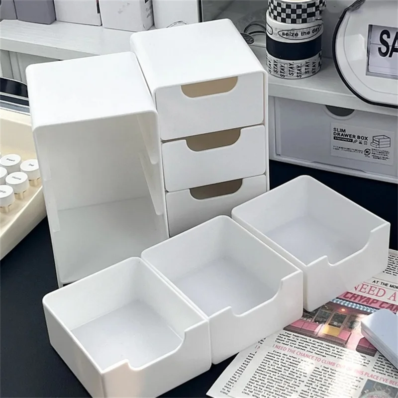 المحمولة 1/2/3 قطعة صغيرة ثلاثة طبقة تخزين الرف منظم مكتب مع أدراج للوازم المكتبية والمجوهرات ومستحضرات التجميل صندوق تخزين ﻿