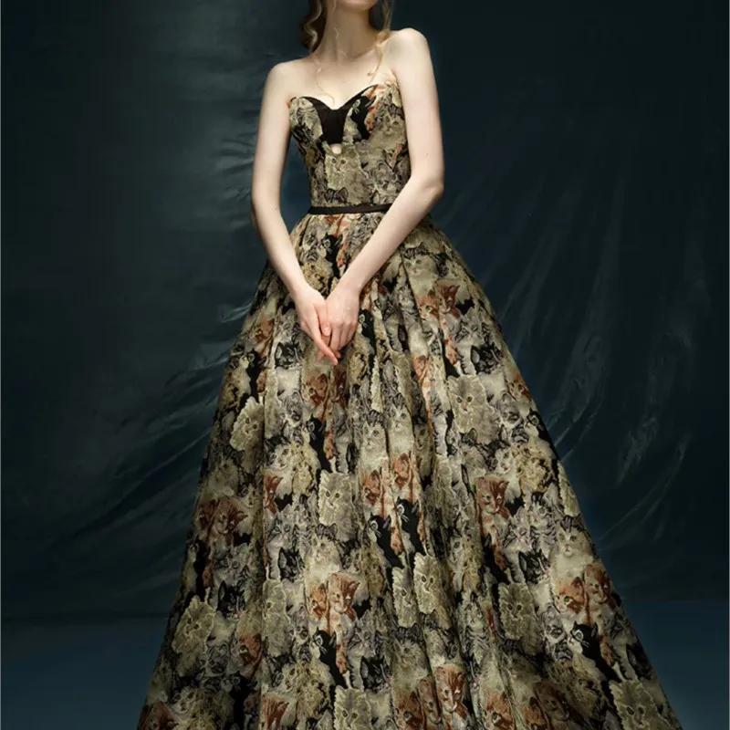 

Dress Niche Oil Painting Design Sense Adult Ceremony Host Performance Clothing Beauty Art Exam