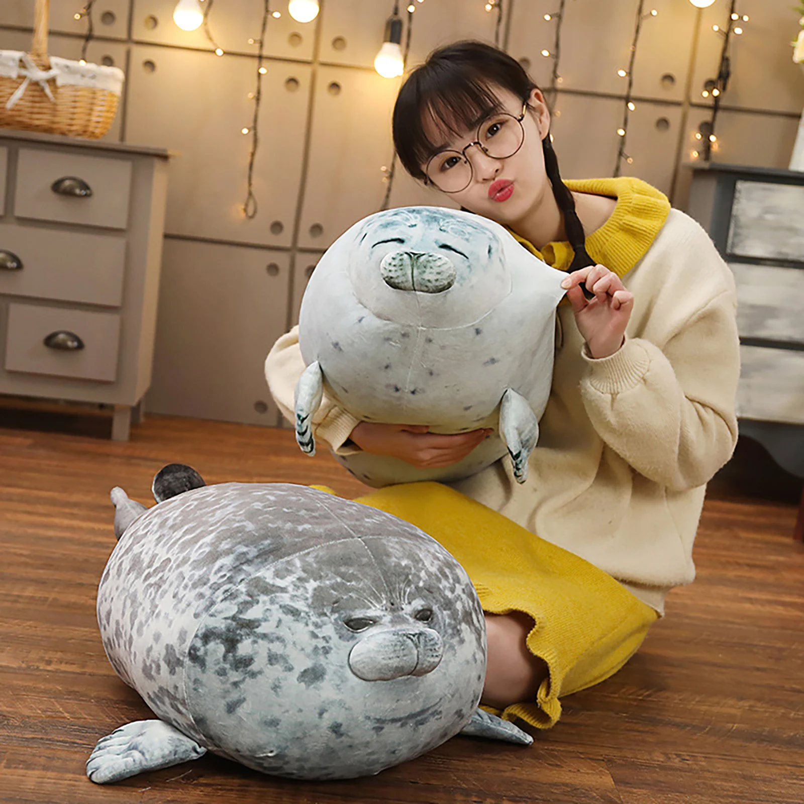 30/40/60 CM Chubby Blob Seal Pillow Large Seal Plush Pillow Soft Cute Seal Plush Pillow Toy for Bed Sofa Kids Gifts for Birthday