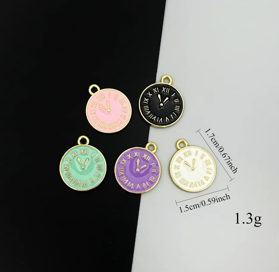 10Pcs 15x17mm Enamel Roman Numerals Clock Charms Pendants for DIY Bracelet Necklace Earring Jewelry Craft Supplies