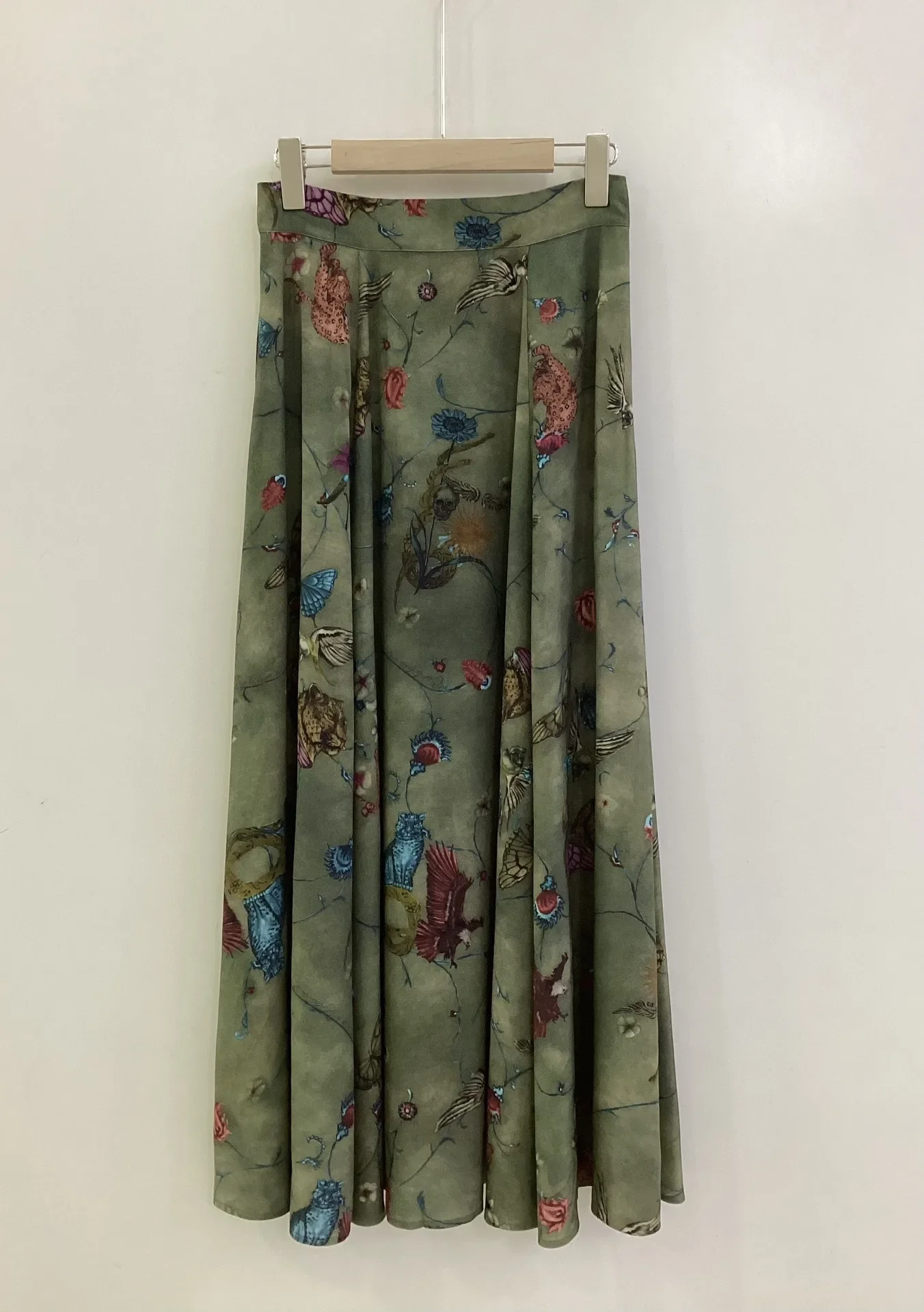 Falda Midi con estampado de mariposas florales para mujer, falda plisada de cintura alta para primavera, moda para mujer