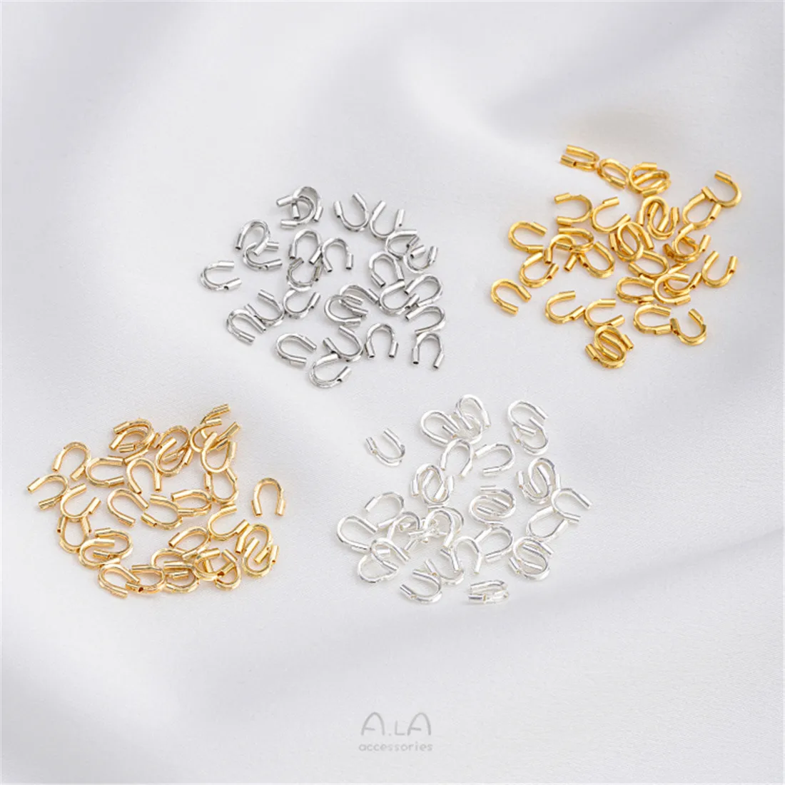 14K Gold-coated High-quality U-shaped Horseshoe Buckle Thread Protector Buckle Beaded Steel Wire Handmade Diy Accessories