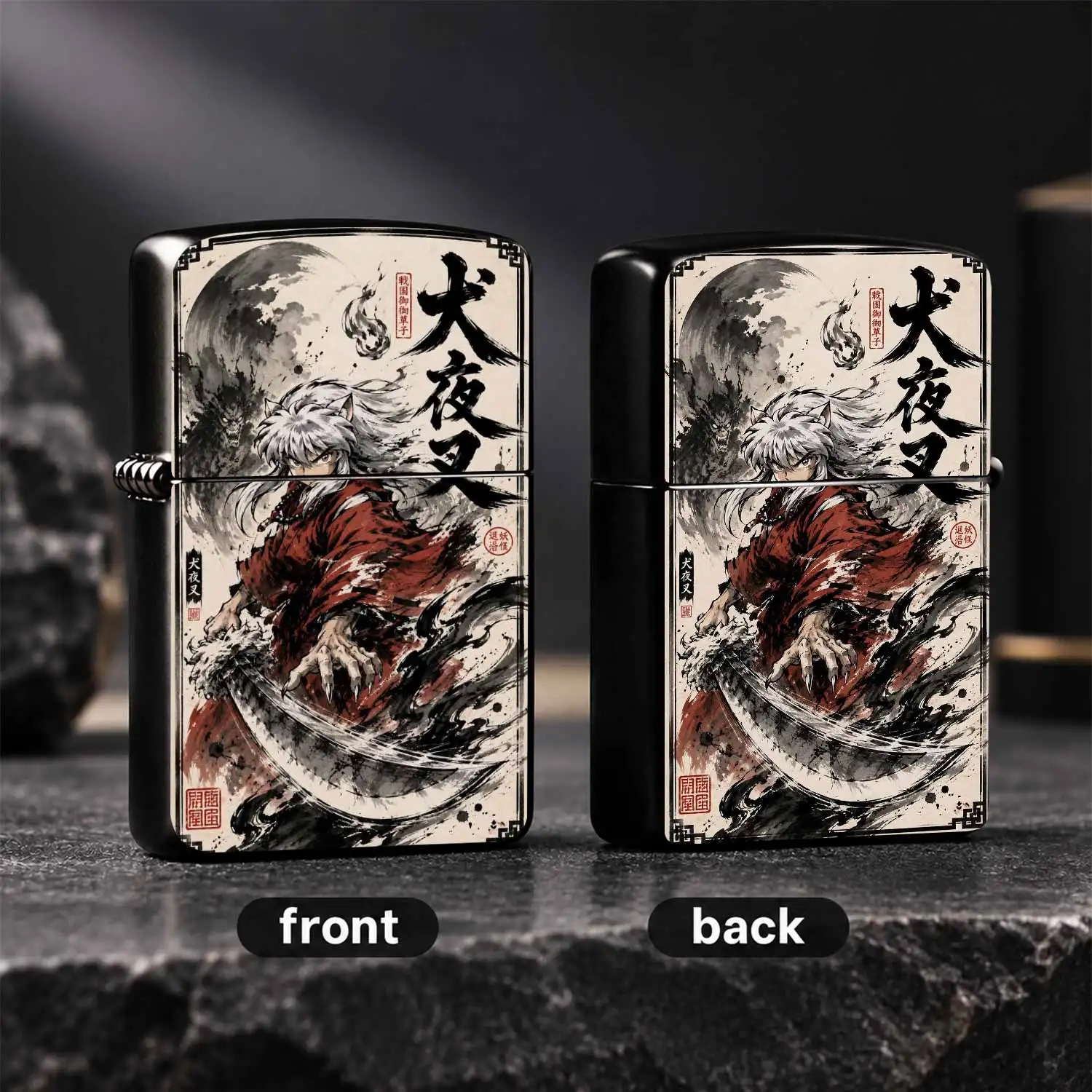 Anime Inuyasha Ink Painting Style Portable Daily Use Item, Traditional Japanese Sumi-E Samurai Themed Decorative Collectible, Unique Trendy Accessory For Anime Fans, Perfect Gift For All Scenes Gatherings Holiday Presents A Humorous And Int