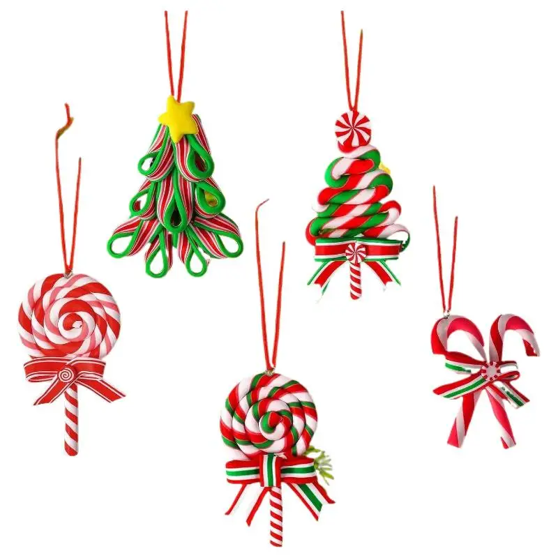 16/32/48 pièces ornements de sucettes de noël créatifs faits à la main canne à bonbons colorée pendentif en bois bricolage artisanat décoratif [HGPC]