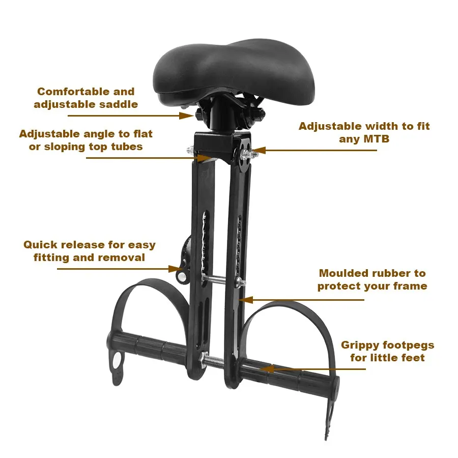 Bicycle Universal Adjustable Baby Seat Child Saddle Front Frame Safety Handlebar Quick Release Outdoor Parent-child with Pedals