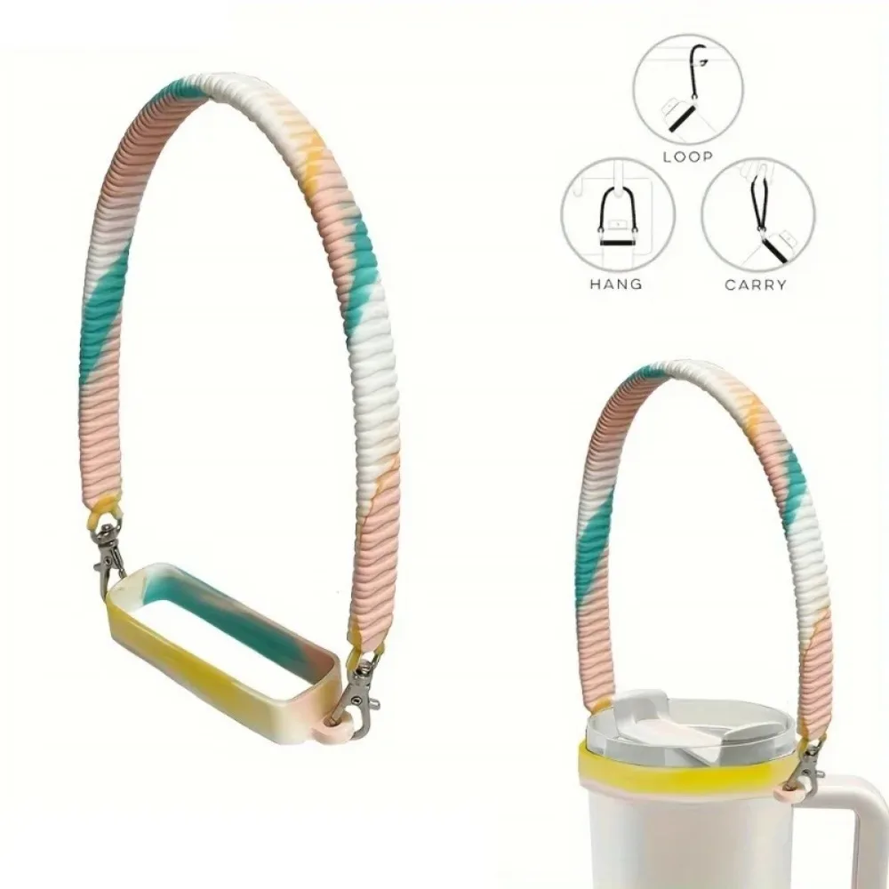 Sangle de poignée de bouteille d'eau en Silicone, adaptée aux bouteilles de 8 à 40oz, boucle de transport souple, utilisée pour les voyages en salle de sport en plein air