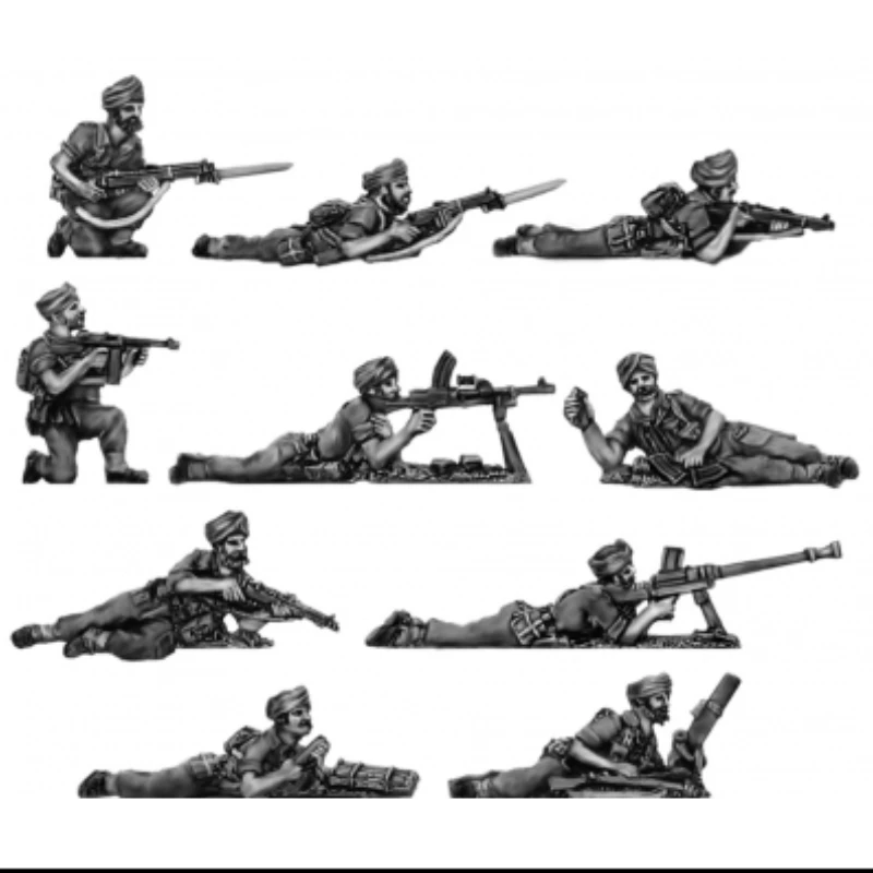 1/72 Resin Figure Die-Cast Character Model Kits Sikh Soldiers 10 People Scene Match Unassembled Uncolored Free Shipping