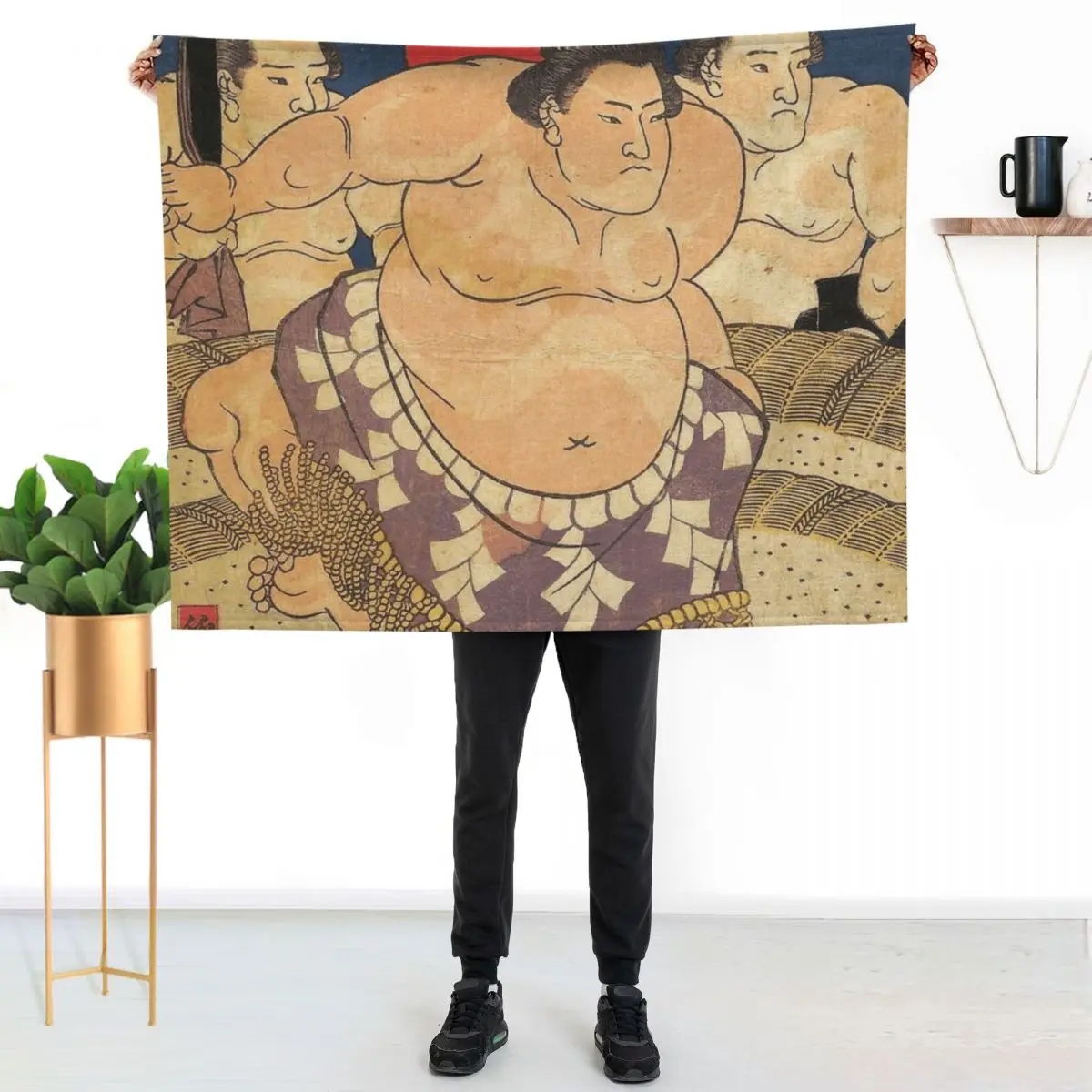 sumo wrestlers Throw Blanket Moving Sofa Baby Bed Fashionable cosplay anime Beach Blankets