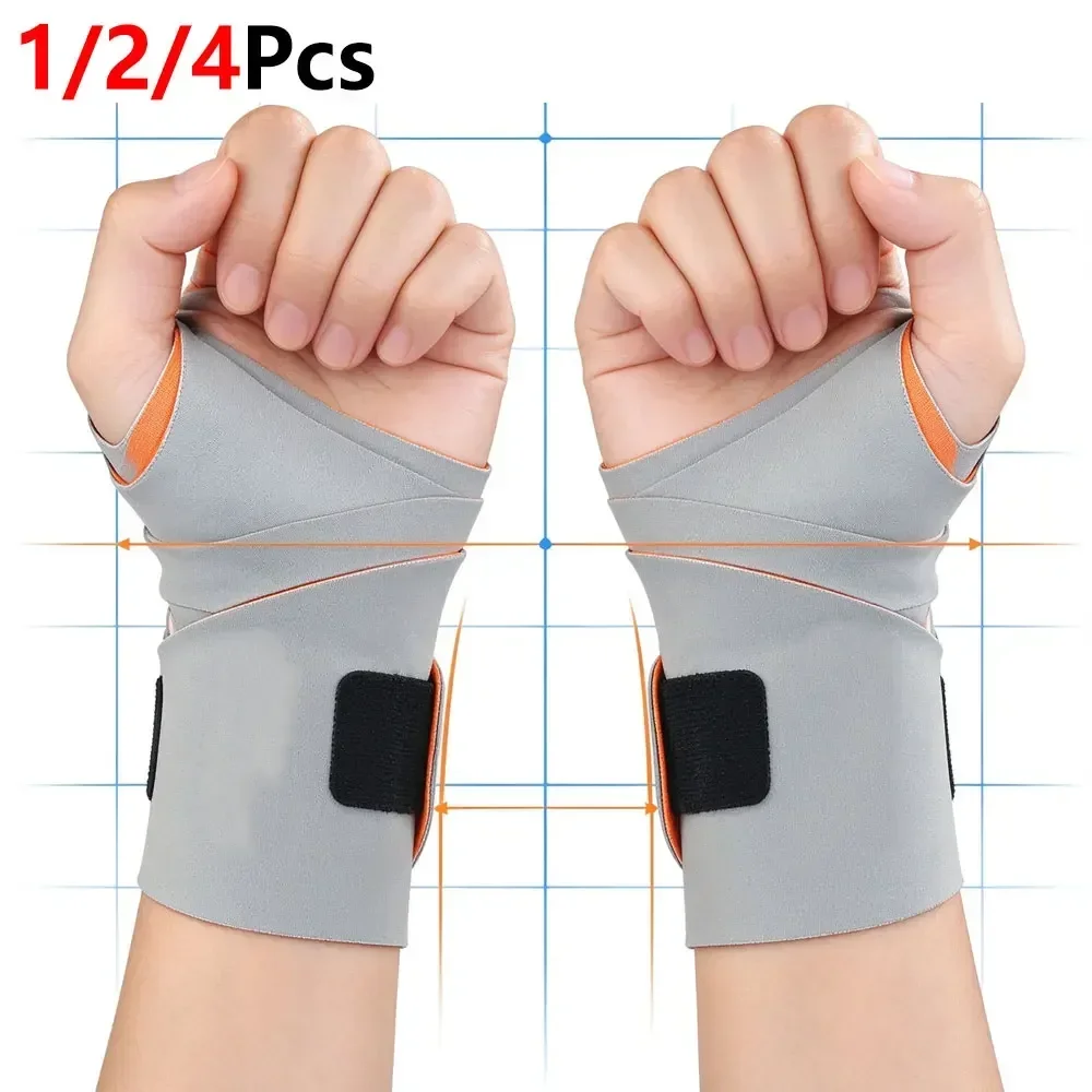 1/2/4Pcs Sports Thin Wrist Brace, Wrap-Around Wrist Compression Support, Washable Wrist Wrap for Yoga, Badminton,Daily Housework