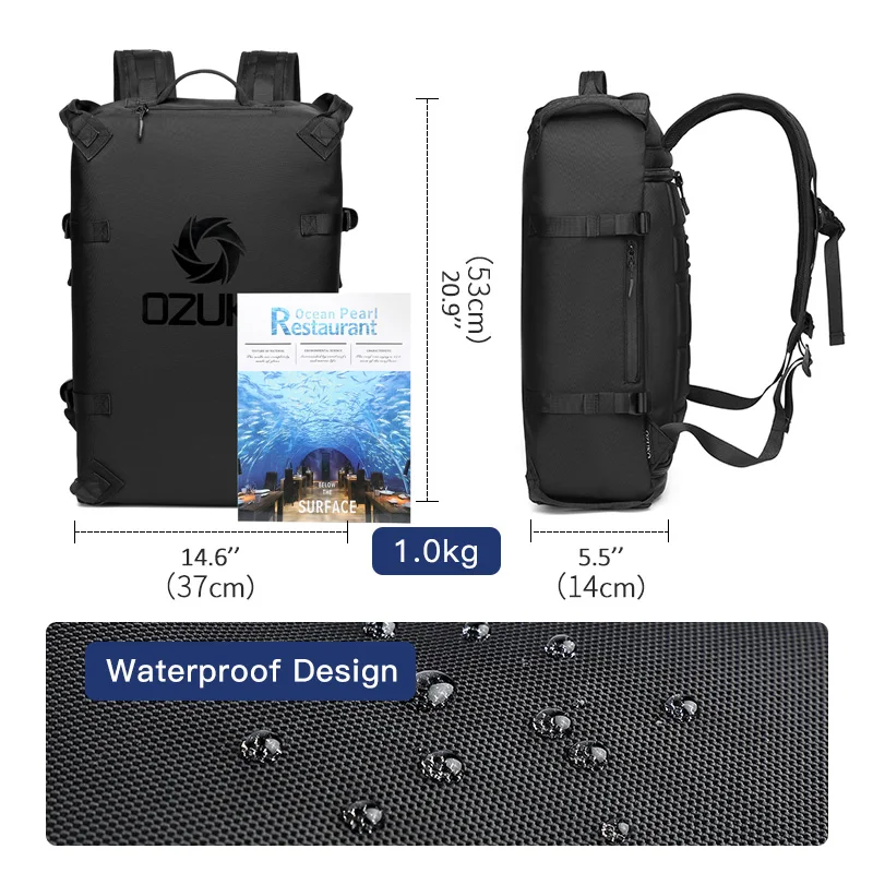 OZUKO-mochila impermeable para adolescentes, morral para motocicleta, bolsa de viaje para ordenador portátil de 15,6 pulgadas, a la moda