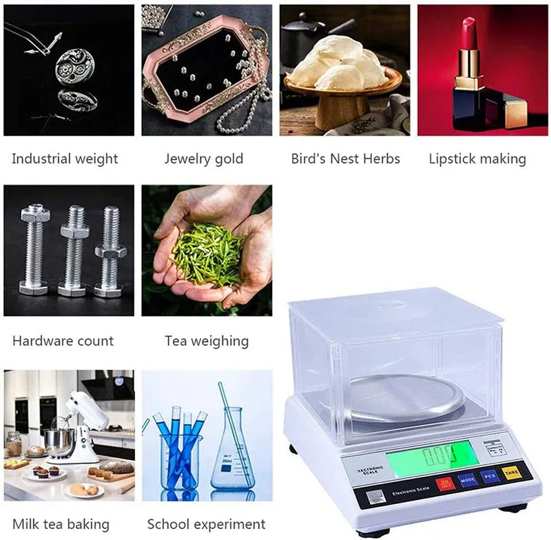 Precision Lab Scale 0.01g Digital Electronic Analytical Balance Jewelry Gram Scales Counting Scale With Windshield LCD Backlight