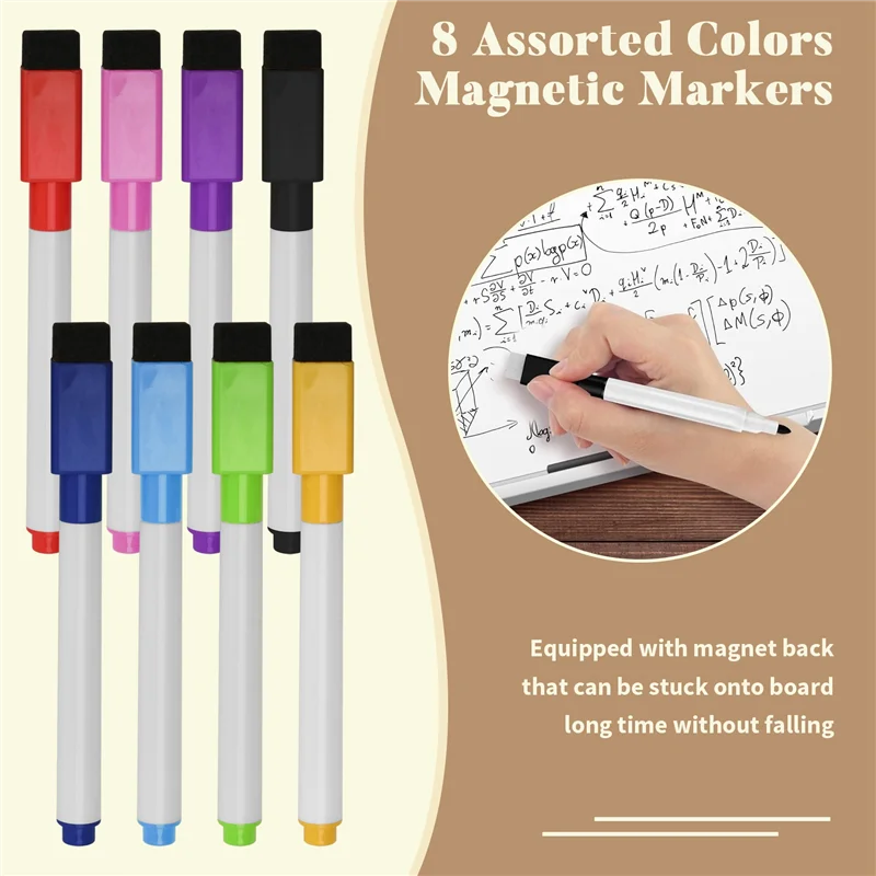 SR-حامل أقلام التحديد الجاف المغناطيسي، حامل أقلام التحديد المغناطيسي للسبورة البيضاء، 8 قطع أقلام تحديد المسح الجاف المغناطيسي