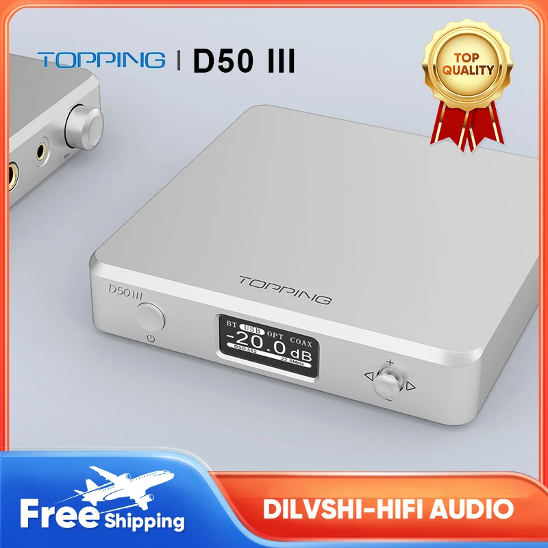 

TOPPING D50 III HiFi DAC Bluetooth5.1 LDAC Audio Decoder Dual ES9039Q2M Decoding Chips PCM768 DSD512 Desktop Pre-Amp D50III DAC