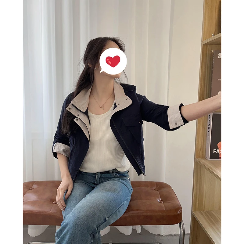 

Selfwill Commuter Sle ort Jaet Women's Casual irt Svel Flip Collar Thin Outerwear Spring Faion 2025