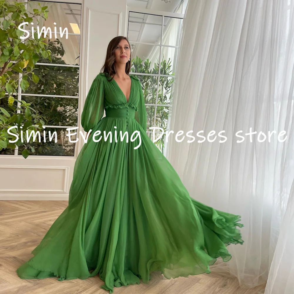 

Simin Chiffon A-line V-neck Popular Ruffle Formal Prom Gown Floor-length Evening Elegant Party dresses for women 2023