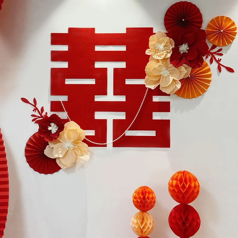 

Chinese Wedding Room Background Decoration Set Atmosphere Sense of Photo Out of The Film Newlywed Living Room Bedroom Layout