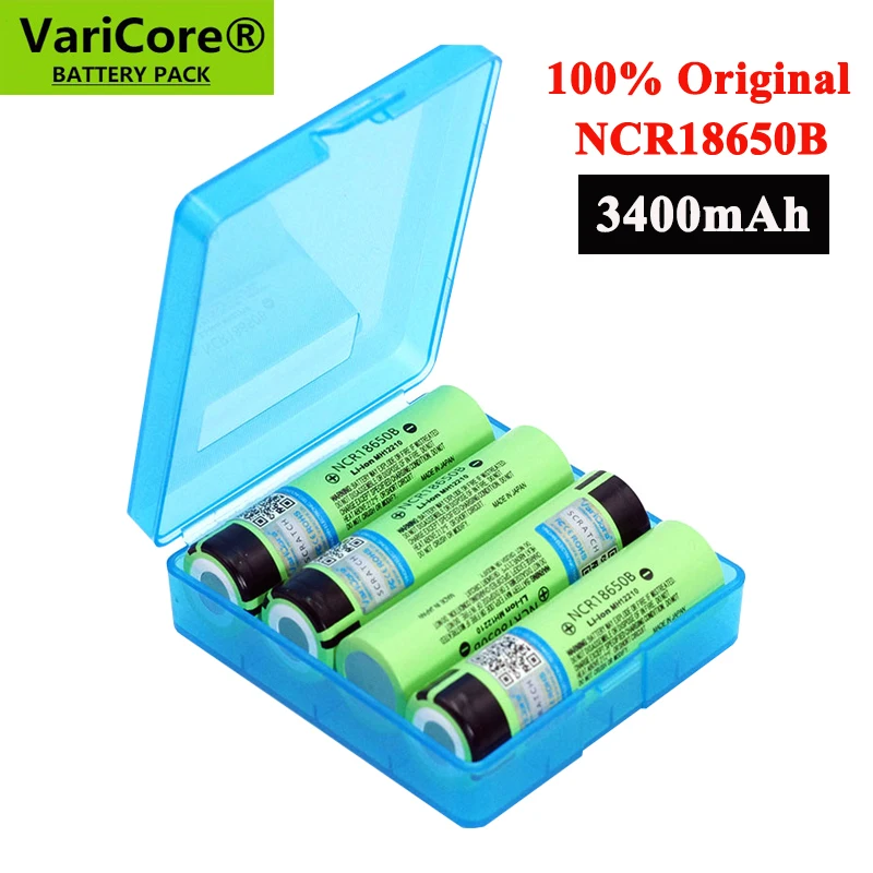 New Original 18650 NCR18650B Rechargeable Li-ion battery 3.7V 3400mAh For Flashlight batteries + Storage box