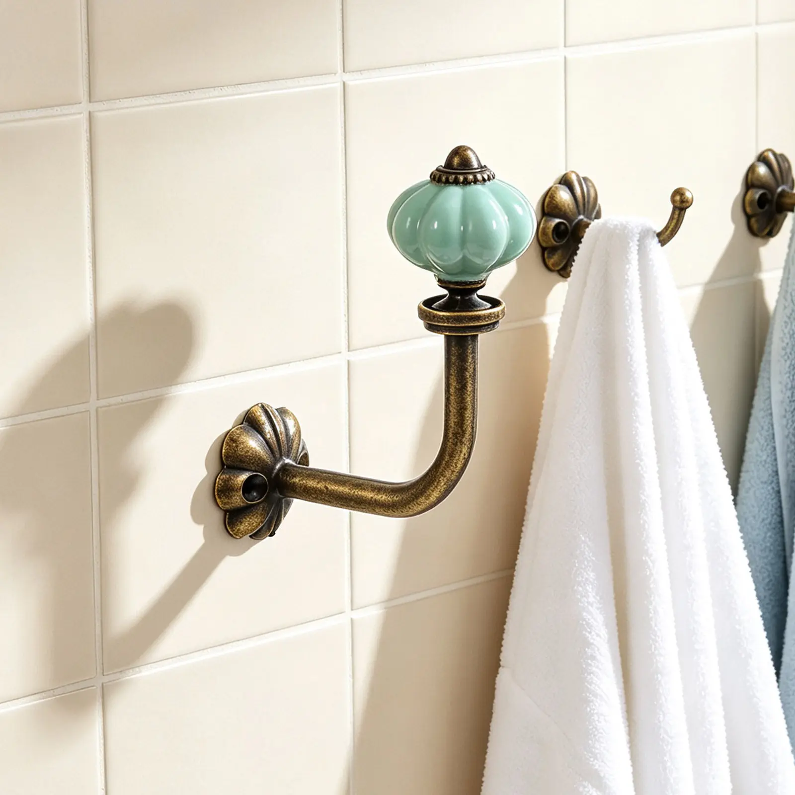 4Pcs Vintage Pumpkin Decorative Hooks Rustic Coat Hanger Ceramic Wall Mount Key Holder Bathroom Entryway Closet Hook