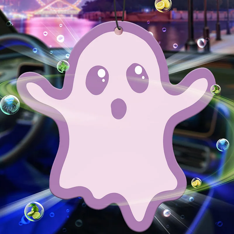Little Ghost Horror-Inducing Floating Demon Halloween Pink Girl's Favorite Hilton (Hotel Scent) Car Fragrance Tablets, Wardrobe Air Freshener, Perfume, Rearview Mirror Decoration, Car Interior Hanging Ornaments, Natural Scent Air Purifier, Anime Cartoon Toilet Scent Sachet, Living Room Office Room Bedside Hanging Decoration
