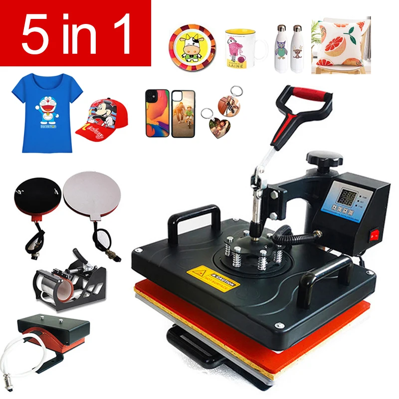 

220V/110V sublimation 5 in 1 T shirt heat press machine 5 in 1 combo heat press machine heating press machine 5in 1