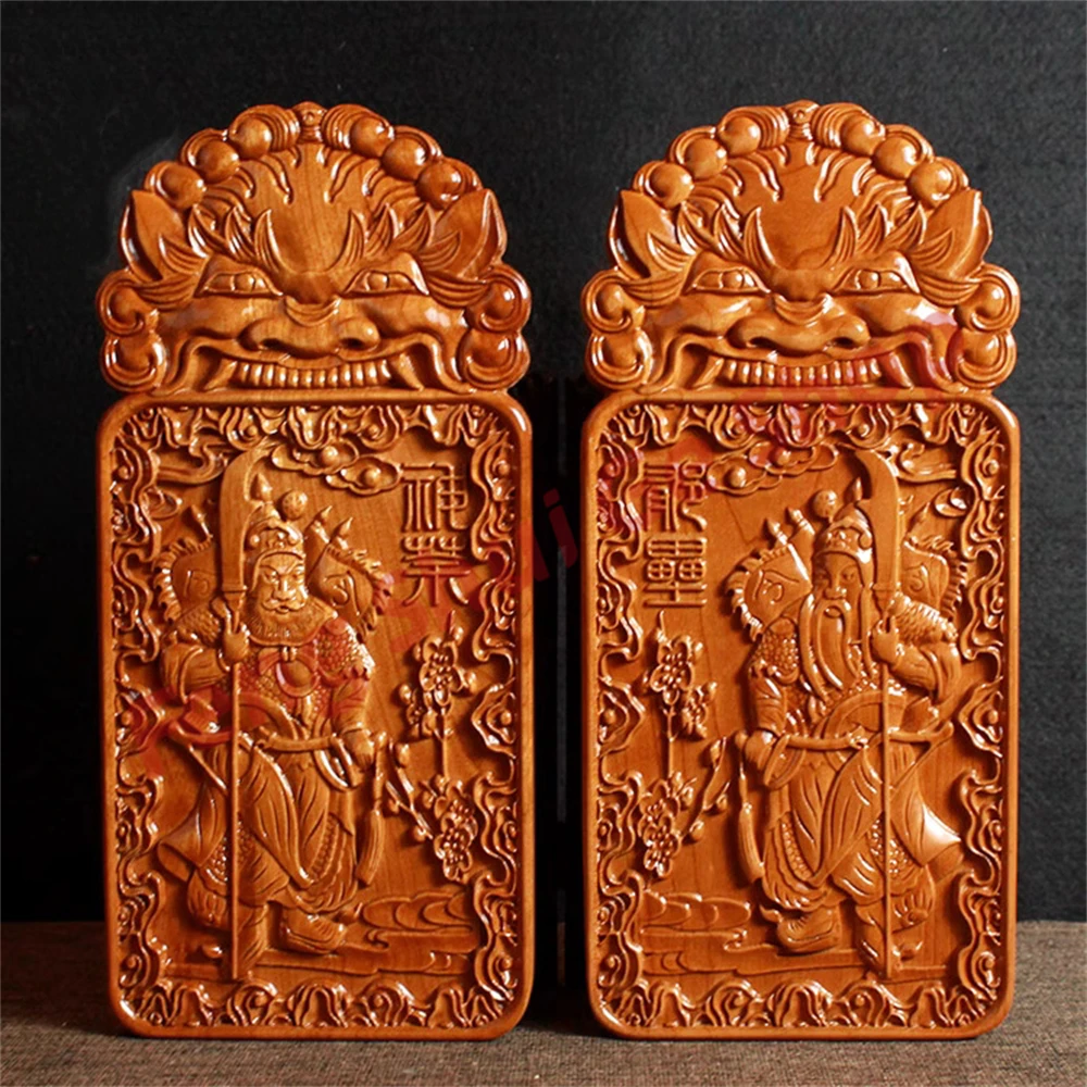 

Peach wood carved Eight Trigrams door god doorplate, door talisman, wooden, divine tea Yu Lei peach talisman pendant