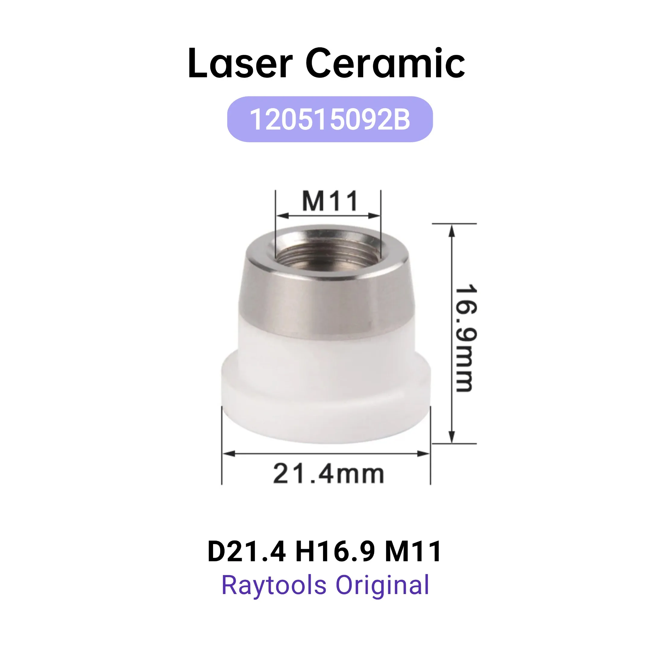 Header 5Pcs Raytools Original Dia.21.4mm H16.9mm M11 Laser Ceramic Pn:120515092B Nozzle Holder For BM06K-3D BS12K-3D BS20K-3D