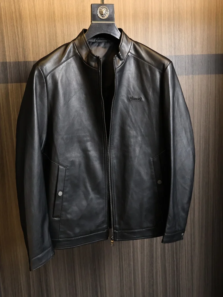 

Мужское повседневное пальто из текстурированной искусственной кожи для весны и осени, для поездок на работу, деловое, мягкое, стильное, модное, прямого кроя, городской стиль