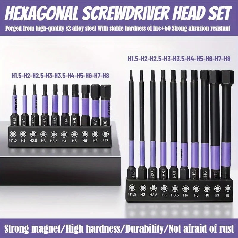 10PCS Starke Magnetische Sechskant-schraubendreher Bit Set 1/4 "Universal Sechskantgriff Hohe Festigkeit Sechskant S2 Schraubendreher Bit – Detail 2