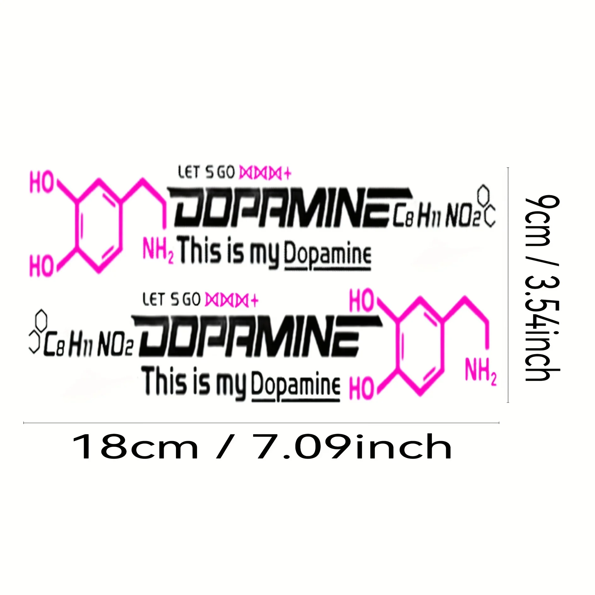 2Pcs 2D Flat Dopamine Chemical Formula Waterproof UV Resistant Vinyl Stickers Car Motorcycle Helmet Fuel Tank Window Decor